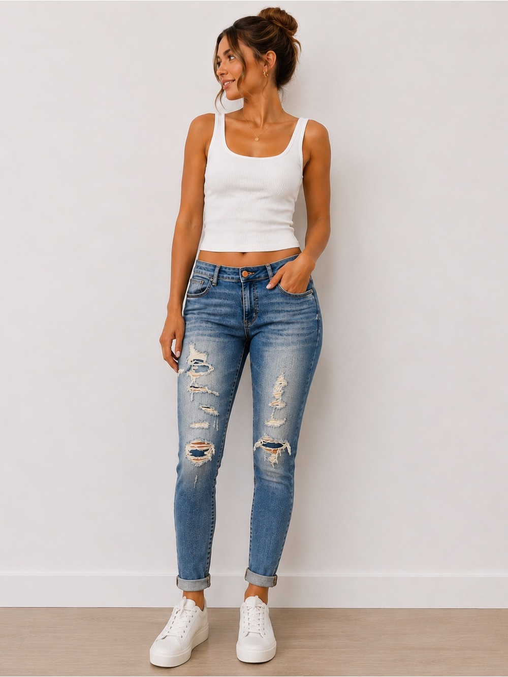 American Eagle Outfitters Distressed Medium Blue Jeggings